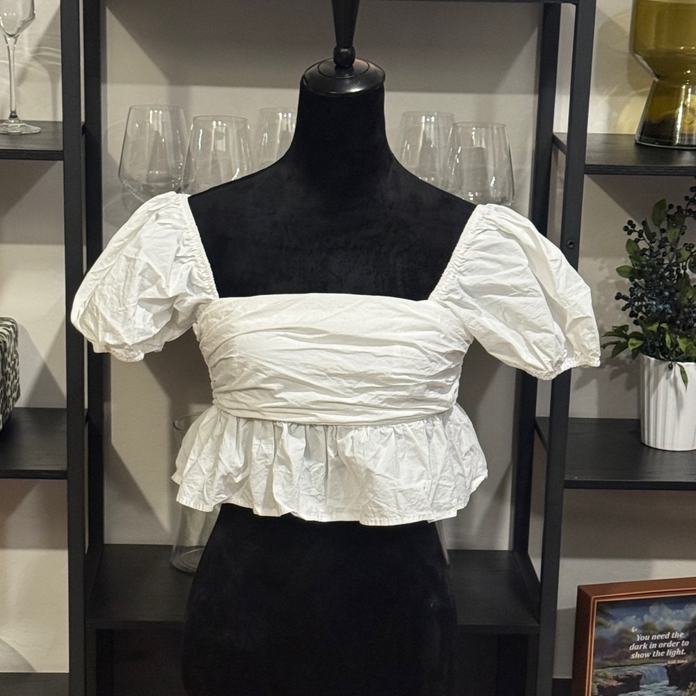 Altar'd State White Puff Sleeve Blouse